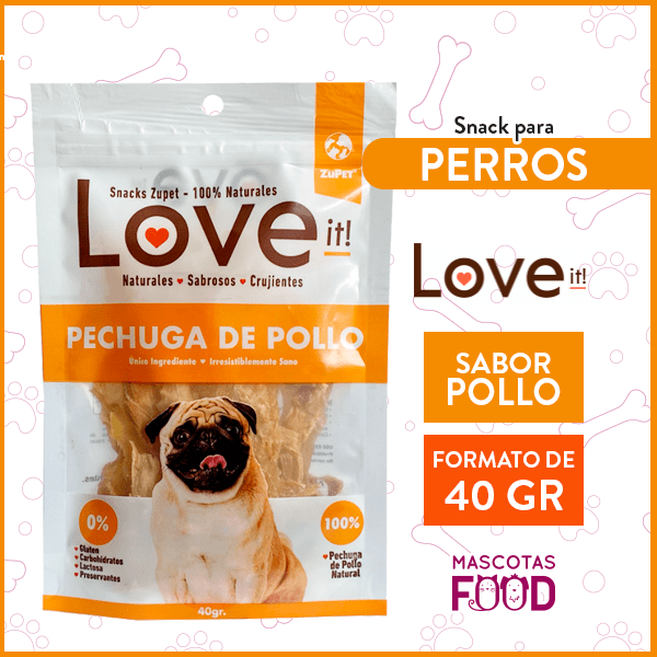 Snack para Perro Love It! 100% Pechuga De Pollo 40 GR.