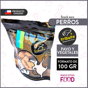 Snack para perros liofilizados Pavo y Verduras Tributo 100GR.