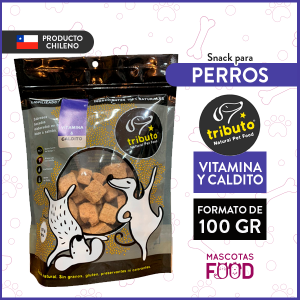 Snack para perros liofilizados Vitamina y Caldito Tributo 100GR.