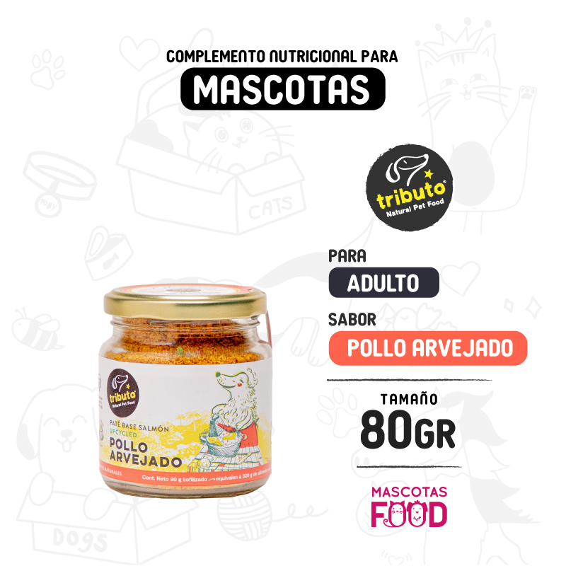 Pate liofilizado Tributo Pollo Arvejado 80GR