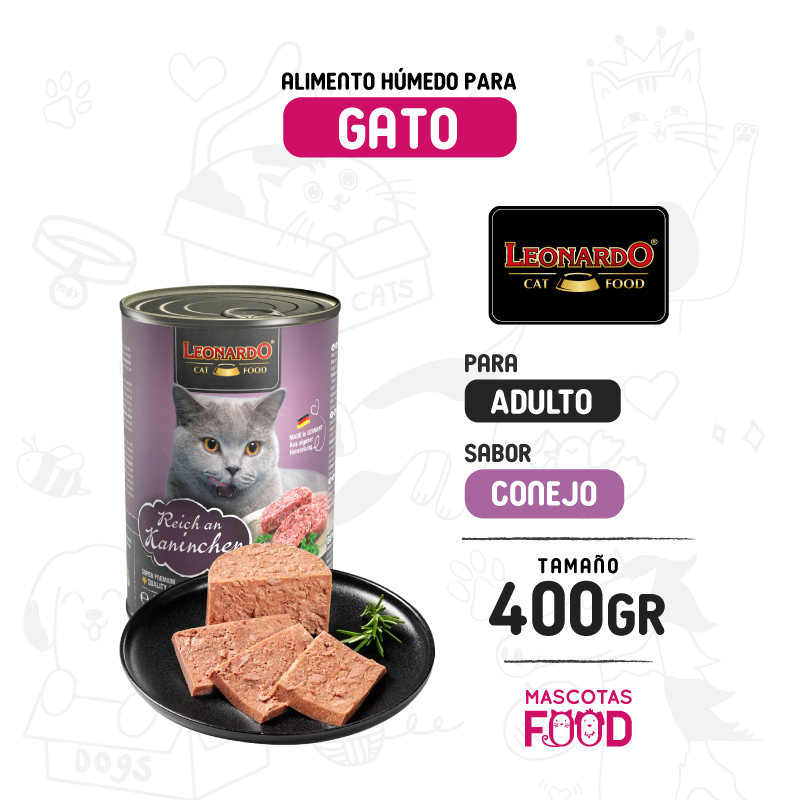 Alimento húmedo para Gato Leonardo sabor Conejo 400 GR