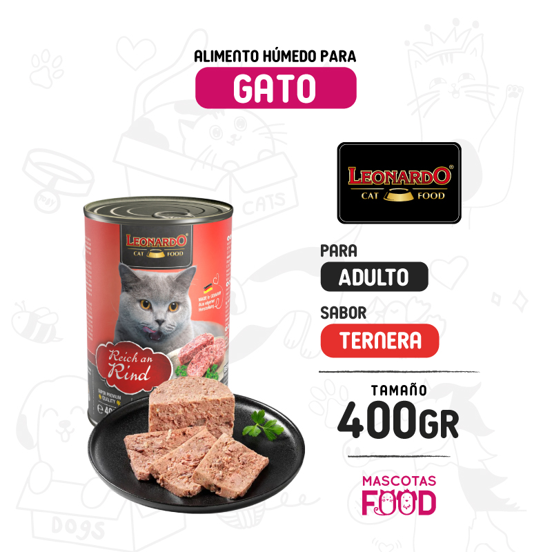 Alimento húmedo para Gato Leonardo sabor Ternera 400 GR
