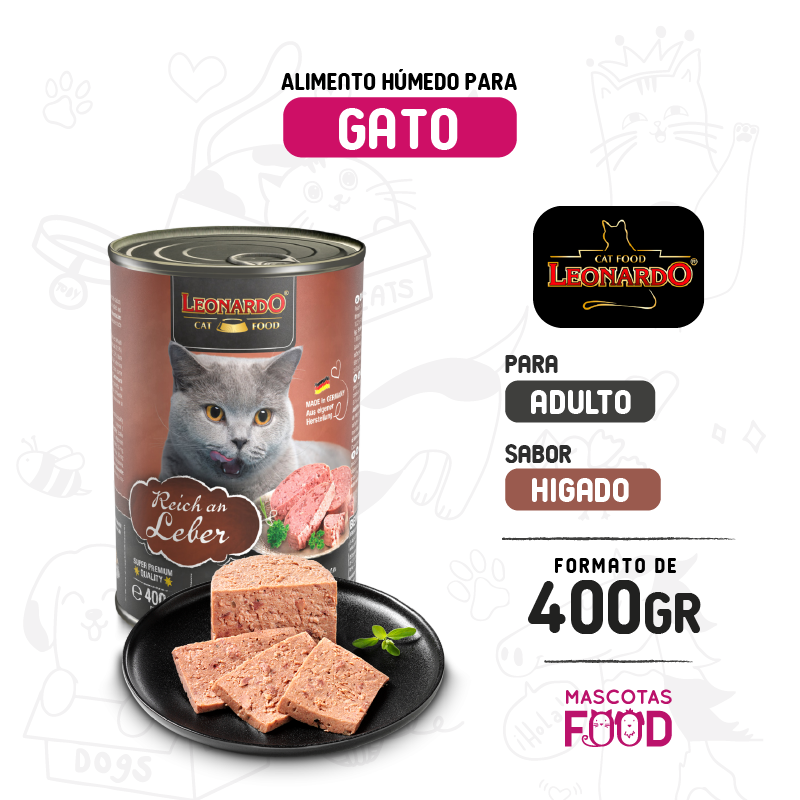 Alimento húmedo para Gato Leonardo sabor Higado 400 GR