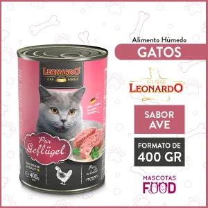 Alimento húmedo para Gato Leonardo sabor Ave 400grs.