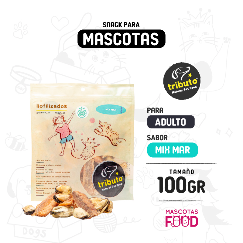 Snack natural Tributo para perros y gatos Mix Mar Tributo 100 GR 1 Snack natural Tributo para perros y gatos Mix Mar Tributo 100 GR