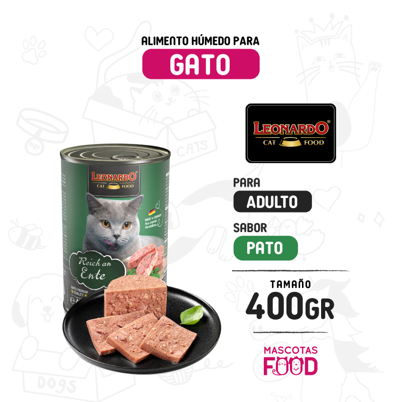 Alimento húmedo para Gato Leonardo sabor Pato 400 GR