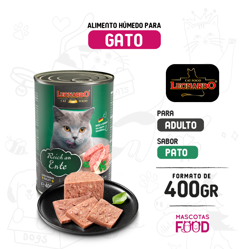 Alimento húmedo para Gato Leonardo sabor Pato 400 GR