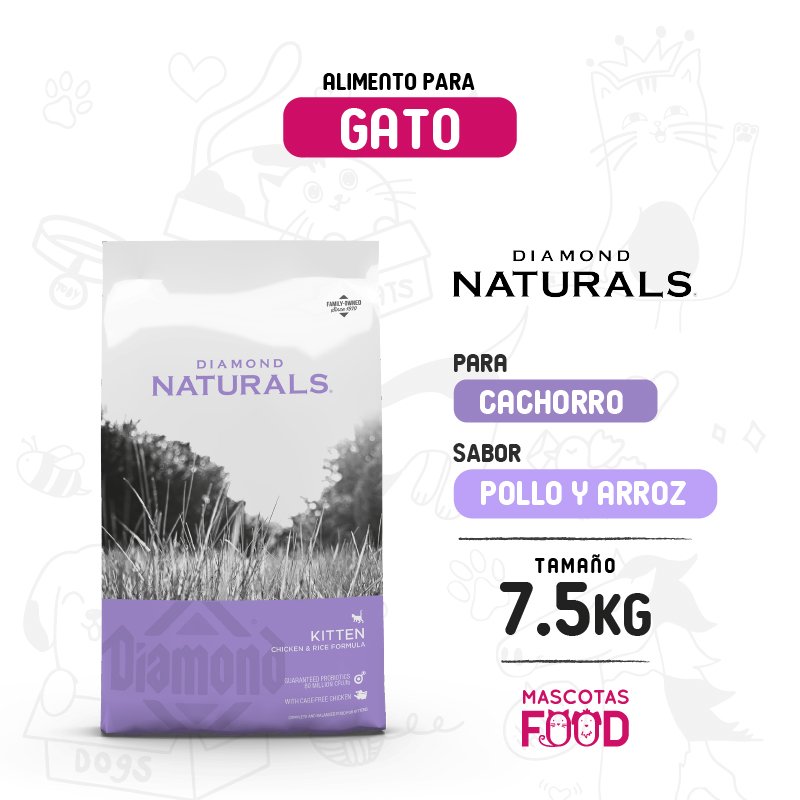 Diamond Naturals para Gatito Kitten y gatas lactantes 7.5 KG