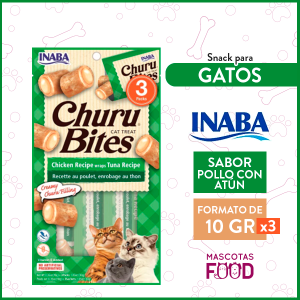 Snack para Gatos INABA CHURU Bites Sabor Pollo con Atún 30GRS.