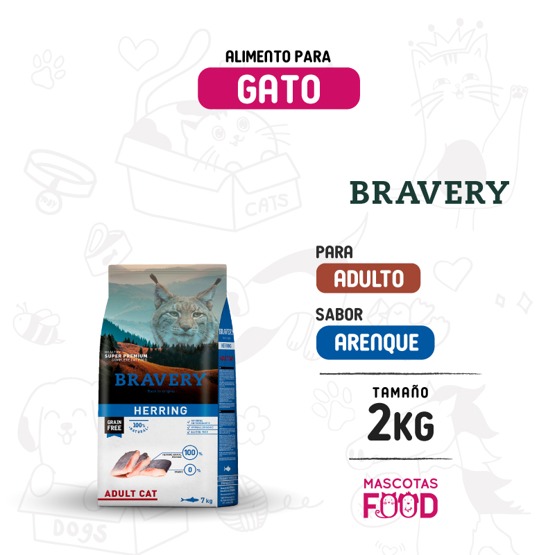 Bravery para Gato Adulto sabor Arenque 2 KG