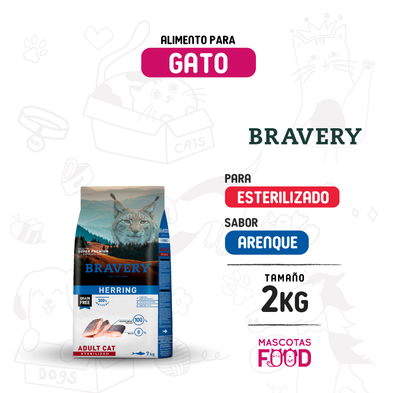 Bravery para Gato Adulto Esterilizado sabor Arenque 2 KG