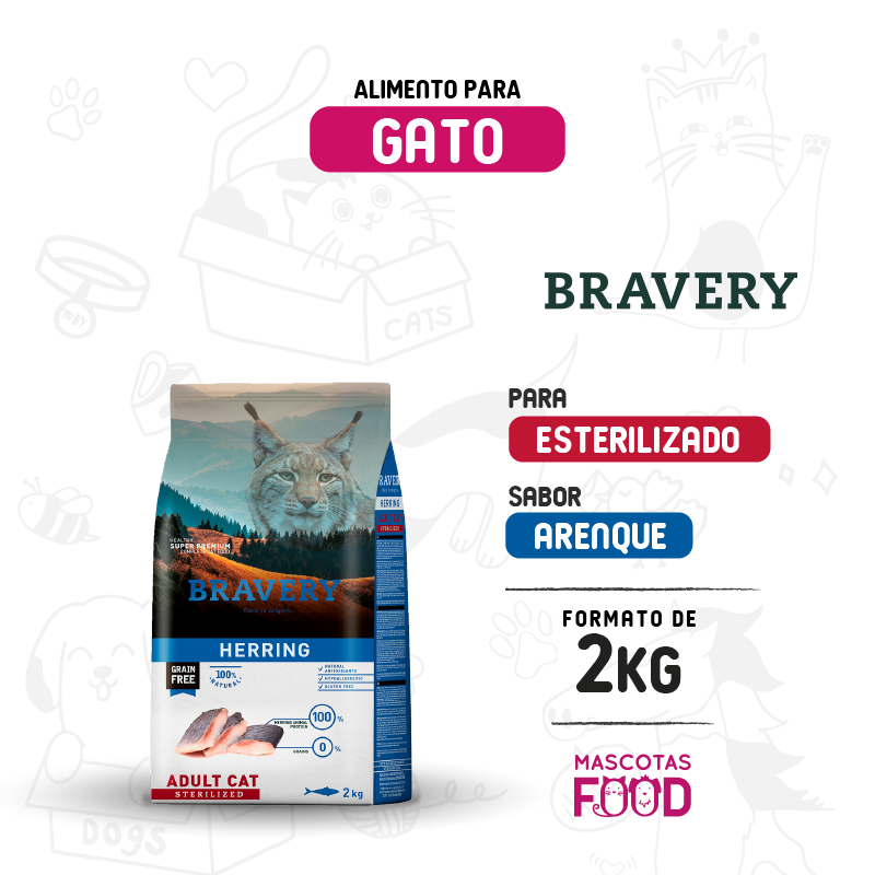 Bravery para Gato Esterilizado sabor Arenque 2 KG