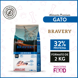 Alimento Gato Adulto Bravery Sabor Pescado Arenque 2 KG