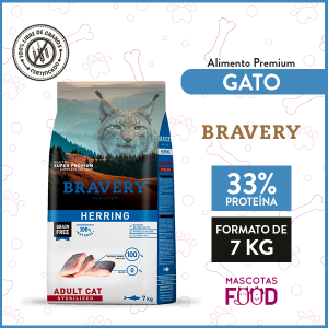 Alimento Gato Adulto Esterilizado Bravery Sabor Pescado Arenque 7 KG