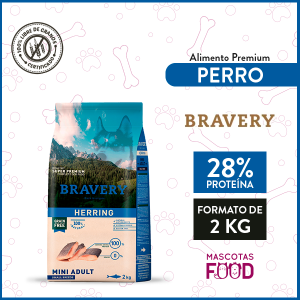 Alimento Perro Adulto Raza pequeña Bravery Pescado Arenque 2 KG