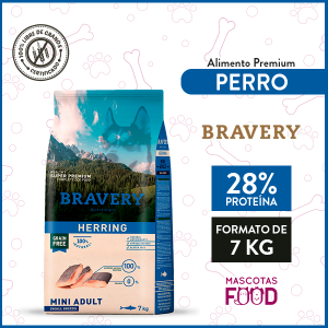 Alimento Perro Adulto Raza pequeña Bravery Pescado Arenque 7 KG
