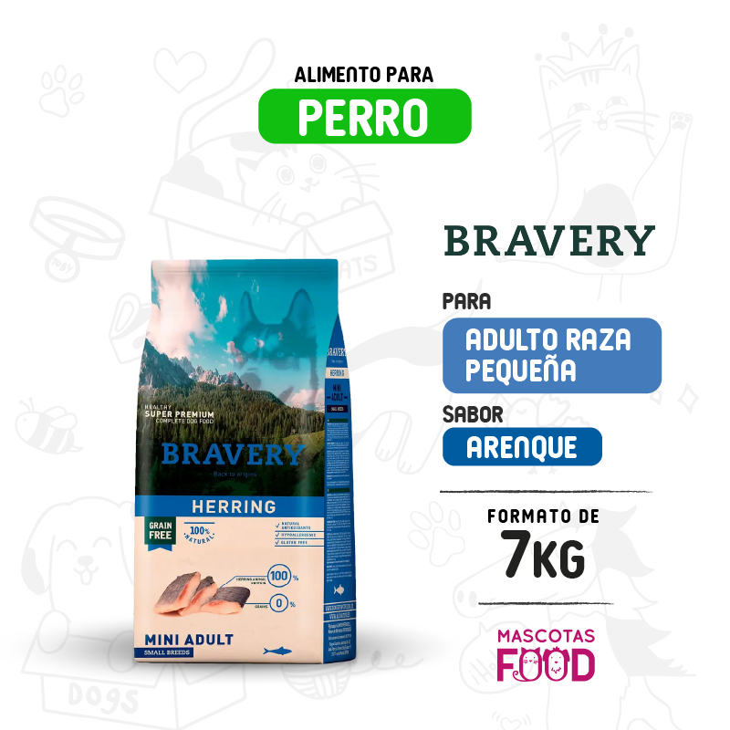 Bravery para Perro Mini-adulto sabor Arenque 7 KG 1 Bravery para Perro Mini-adulto sabor Arenque 7 KG