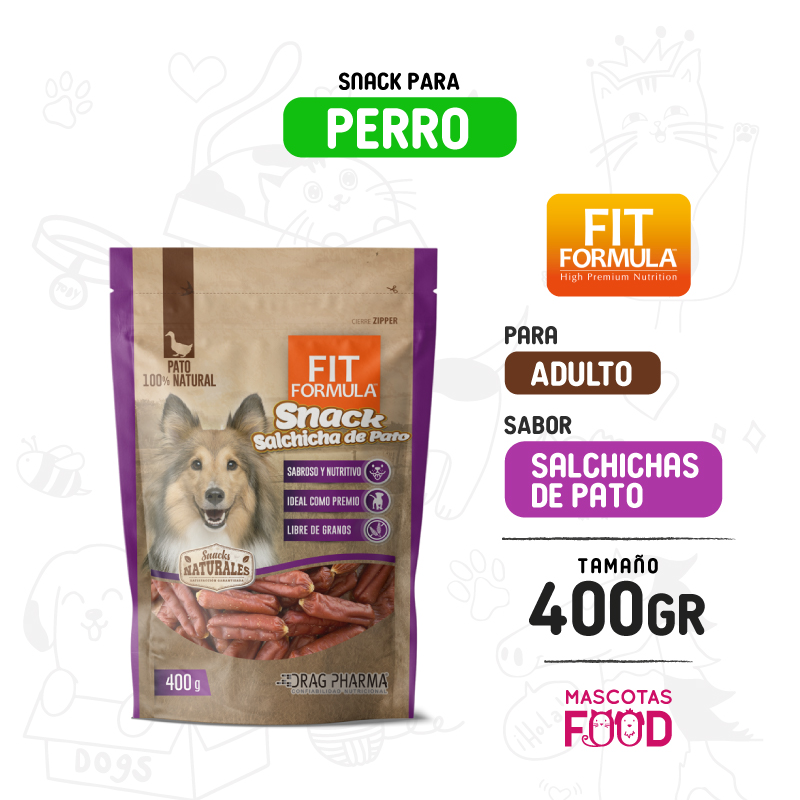 Snack FIT Formula Natural para Perros sabor Salchicha de Pato 400 GR