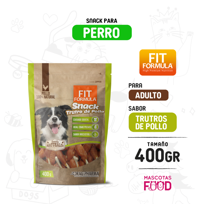 Snack FIT Formula Natural para Perros sabor Trutro de Pollo 400 GR