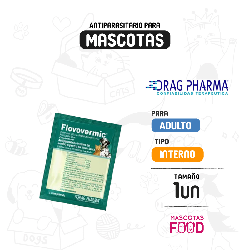 Antiparasitario Flovovermic para Perros y Gatos Drag Pharma 1 Comprimido