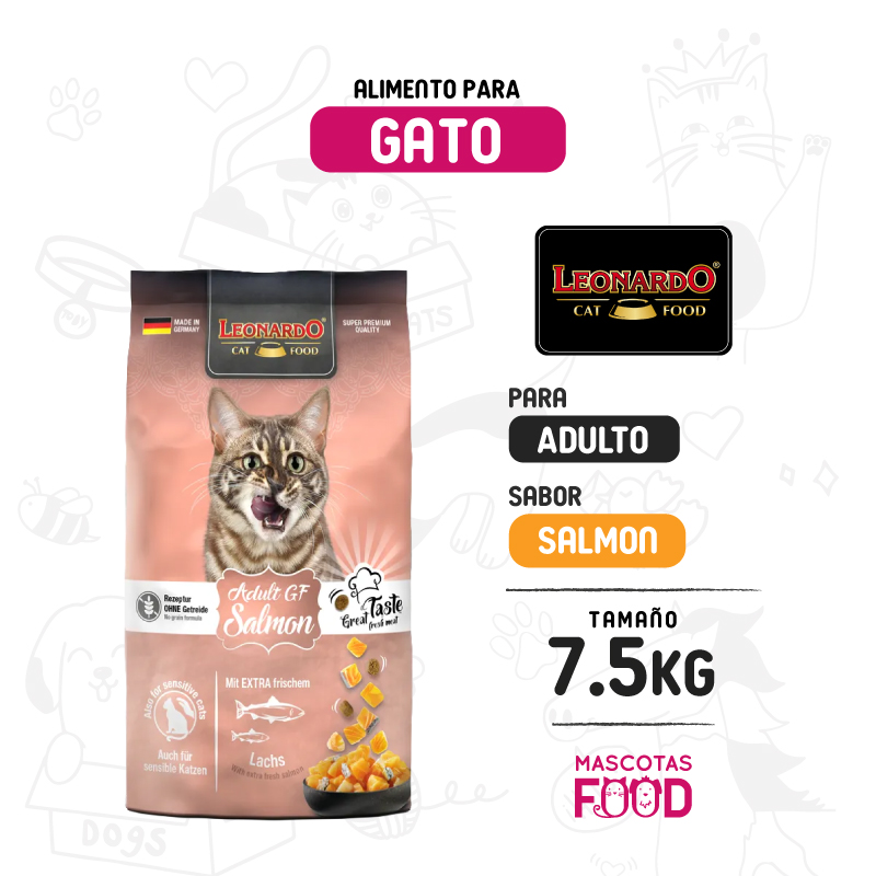 Leonardo Grain Free para Gato adulto sabor Salmon 7.5 KG