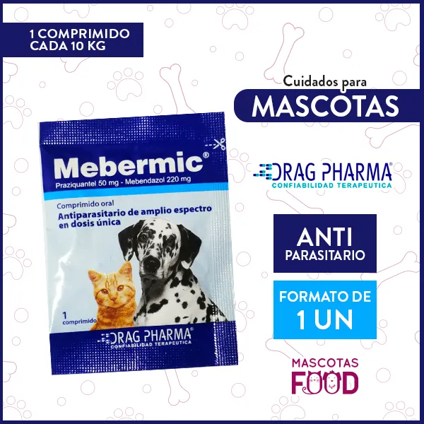 Antiparasitario Mebermic para Perros y Gatos Drag Pharma 1 Comprimido