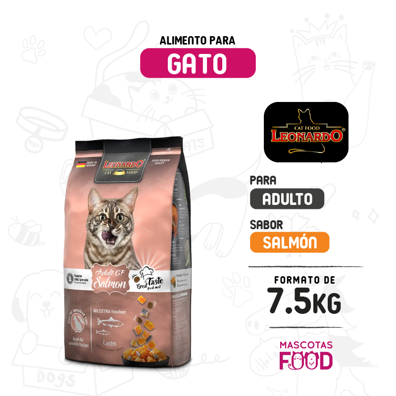 Leonardo Libre de grano para Gato sabor Salmon 7.5 KG