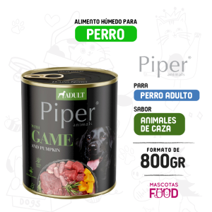 Alimento húmedo para Perro Adulto Piper Animales de caza 800grs.