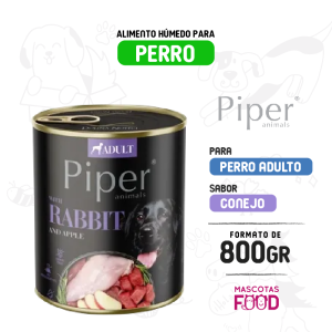 Alimento húmedo para Perro Adulto Piper Animals sabor Conejo 800grs.