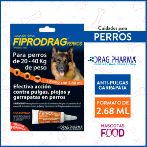 Pipeta anti-pulgas y garrapatas para perros 20 a 40KG Drag pharma