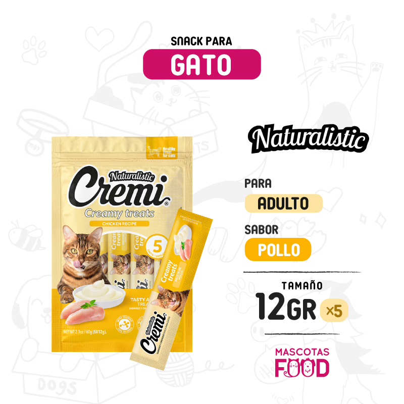 Cremi para Gatos Naturalistic sabor Pollo 60 GR 1 Cremi para Gatos Naturalistic sabor Pollo 60 GR
