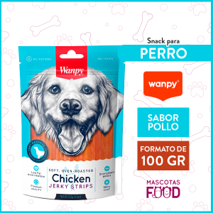 Snack para perros Wanpy Sabor Pollo en tiritas 100GR.