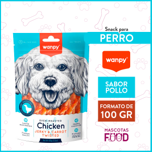 Snack para perros Wanpy Sabor Pollo envuelto con Zanahoria 100GR.