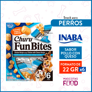 Snack para Perros INABA CHURU Fun Bites Sabor Pollo con Queso 132GRS.