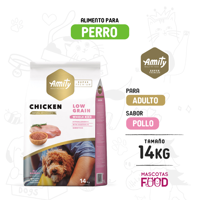 Inicio 24 Amity SUPER Premium para perro Adulto sabor Pollo 14 KG