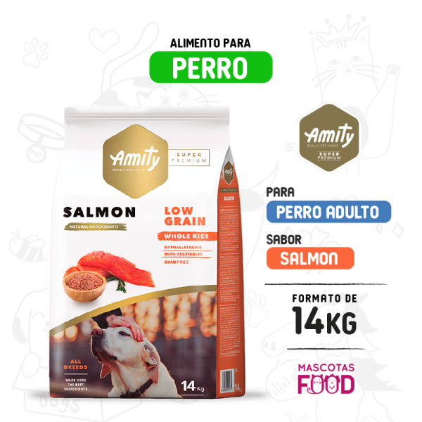 Alimento para perro adultos de todas las razas Amity Sabor Salmon 14 KG