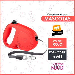 Correa Retractil en cinta Rojo para mascotas Ferplast 5 MT