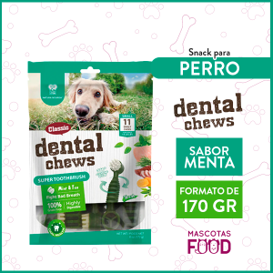 Snack para Perros Forma de cepillo Dental Chews Sabor Menta 170 GR.