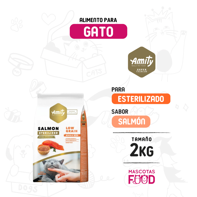 Amity SUPER Premium para Gato Esterilizado sabor Salmón 2 KG