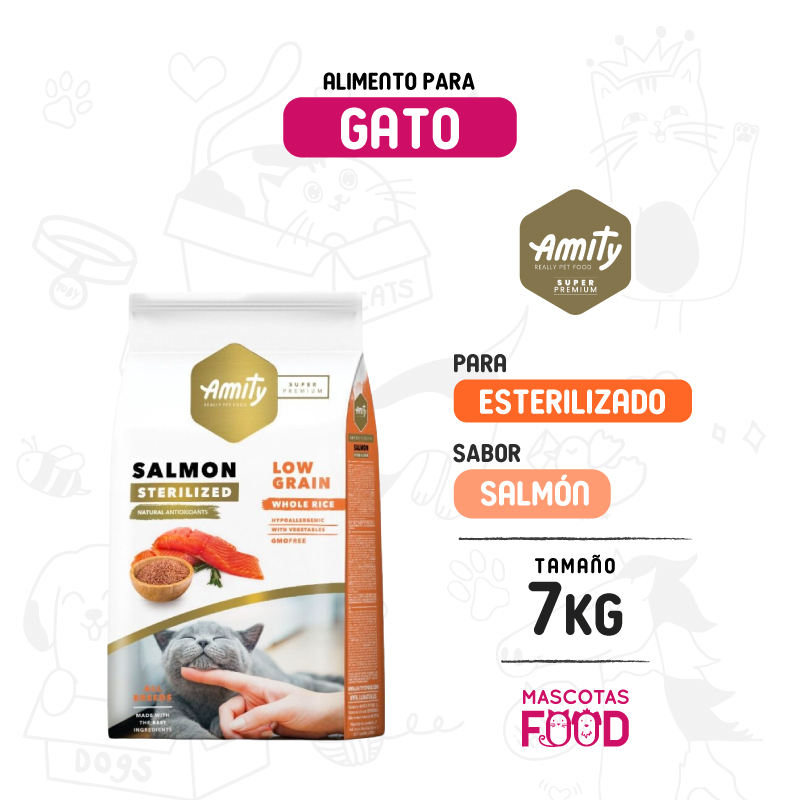 Inicio 22 Amity SUPER Premium para Gato Esterilizado sabor Salmón 7 KG