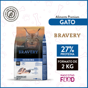 Alimento Gato Senior 8+ Bravery Sabor Pescado Arenque 2 KG