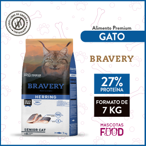 Alimento Gato Senior 8+ Bravery Sabor Pescado Arenque 7 KG