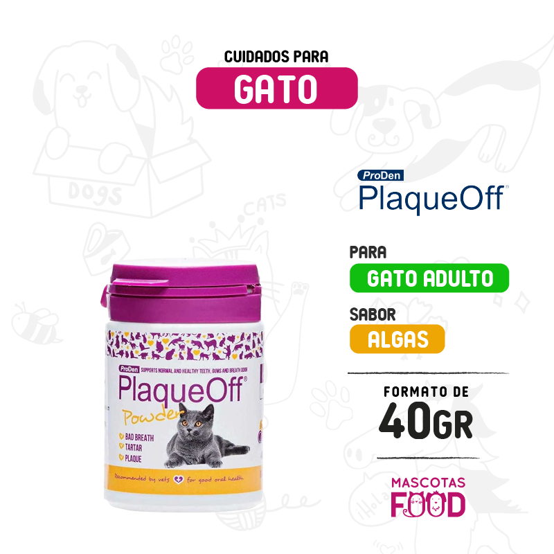 Cuidado Oral para gatos PlaqueOff en polvo 40 GR