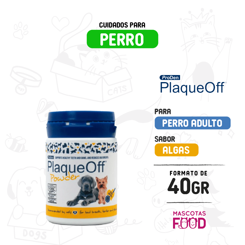 Cuidado Oral para Perros PlaqueOff en polvo 40 GR