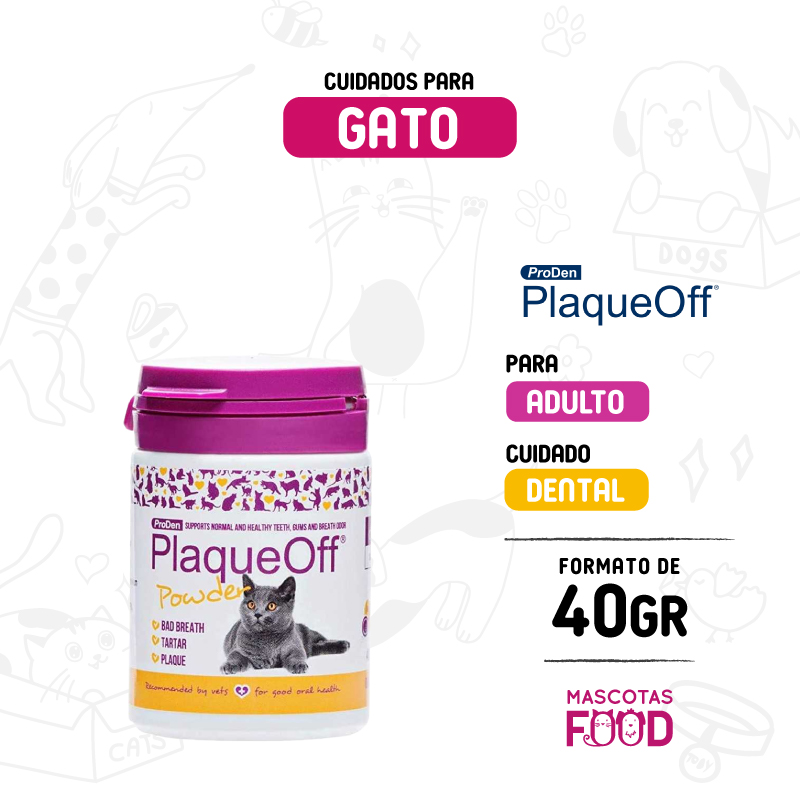 Cuidado Oral para gatos PlaqueOff en polvo 40 GR