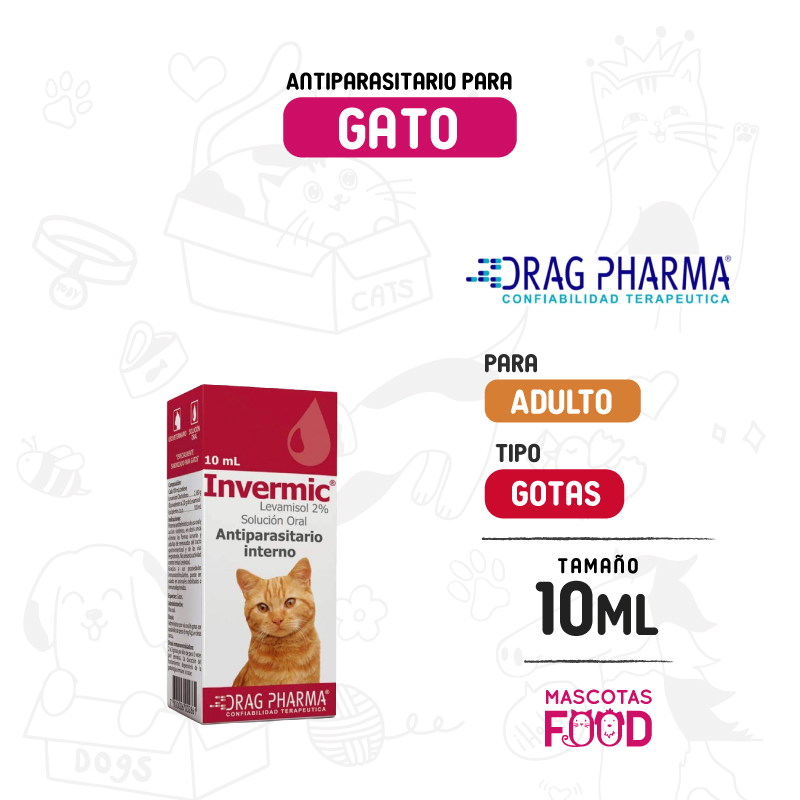 Antiparasitario Invermic en gotas para Gatos Drag pharma 10 ML