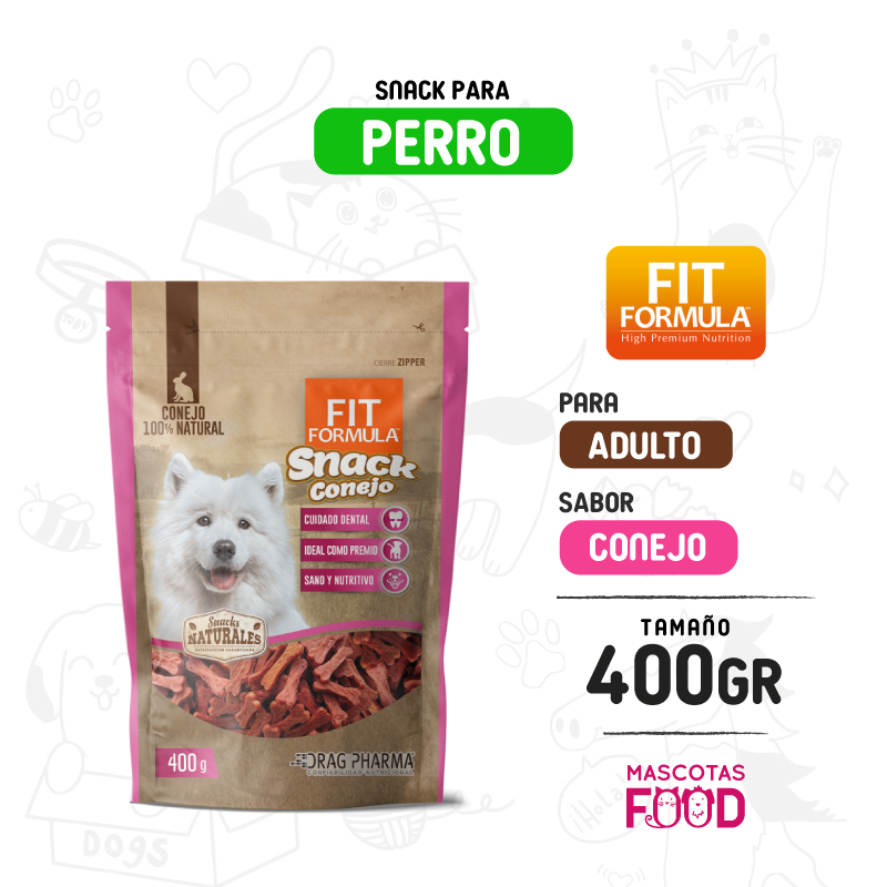 Snack FIT Formula Natural para Perros sabor Conejo 400 GR