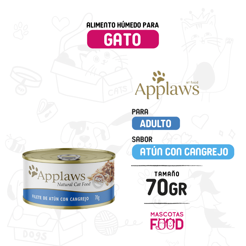 Alimento húmedo para gatos Applaws Sabor Atún con Cangrejo 70 GR