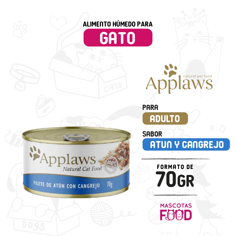 Latita Applaws para Gato Sabor Atún con Cangrejo 70 GR