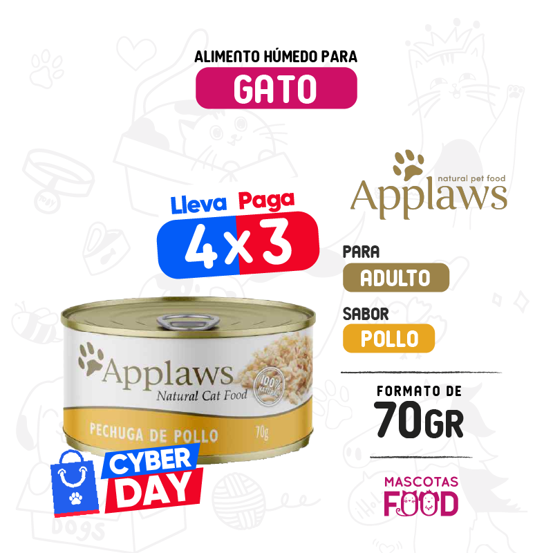 Inicio 20 Alimento húmedo para gatos Applaws Sabor Pollo 70 GR